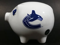 Vancouver Canucks NHL Ice Hockey White Ceramic Piggy Coin Bank - Official NHL Product - Treasure Valley Antiques & Collectibles