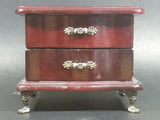 Secret Treasures Small Footed Wooden Jewelry Box with Flower Etched Heart Shaped Glass Hinged Lid - Treasure Valley Antiques & Collectibles