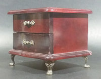 Secret Treasures Small Footed Wooden Jewelry Box with Flower Etched Heart Shaped Glass Hinged Lid - Treasure Valley Antiques & Collectibles