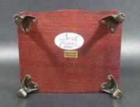 Secret Treasures Small Footed Wooden Jewelry Box with Flower Etched Heart Shaped Glass Hinged Lid - Treasure Valley Antiques & Collectibles