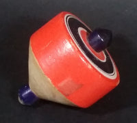 Vintage Orange Black and White Bullseye Solid Wood Spinning Top - Treasure Valley Antiques & Collectibles