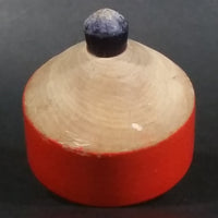 Vintage Orange Black and White Bullseye Solid Wood Spinning Top - Treasure Valley Antiques & Collectibles