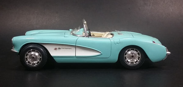 Vintage Burago 1957 Chevrolet Corvette Convertible Teal Aqua Blue 1/18 Scale Die Cast Model Toy Car Vehicle - Treasure Valley Antiques & Collectibles