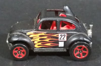 2002 Hot Wheels Baja Bug Volkswagen VW Beetle Matte Black w/ Flames Die Cast Toy Car Vehicle - Treasure Valley Antiques & Collectibles