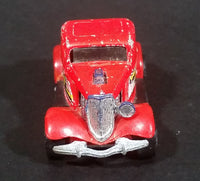 Rare 1987 Hot Wheels 3-Window '34 Red w/ Yellow White Black ZZ Die Cast Toy Car Hot Rod Vehicle