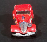 Rare 1987 Hot Wheels 3-Window '34 Red w/ Yellow White Black ZZ Die Cast Toy Car Hot Rod Vehicle