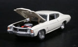 2003 Johnny Lightning 1971 Chevy Chevelle SS White w/ Black Stripes Die Cast Toy Car Vehicle w/ Opening Hood - Treasure Valley Antiques & Collectibles