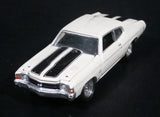 2003 Johnny Lightning 1971 Chevy Chevelle SS White w/ Black Stripes Die Cast Toy Car Vehicle w/ Opening Hood - Treasure Valley Antiques & Collectibles