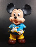 Vintage Walt Disney Productions 7" Mickey Mouse in Blue & Yellow Rubber Squeeze Toy Figure - Treasure Valley Antiques & Collectibles