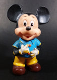 Vintage Walt Disney Productions 7" Mickey Mouse in Blue & Yellow Rubber Squeeze Toy Figure - Treasure Valley Antiques & Collectibles