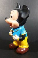 Vintage Walt Disney Productions 7" Mickey Mouse in Blue & Yellow Rubber Squeeze Toy Figure - Treasure Valley Antiques & Collectibles