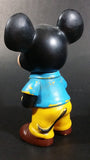 Vintage Walt Disney Productions 7" Mickey Mouse in Blue & Yellow Rubber Squeeze Toy Figure - Treasure Valley Antiques & Collectibles