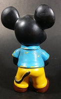 Vintage Walt Disney Productions 7" Mickey Mouse in Blue & Yellow Rubber Squeeze Toy Figure - Treasure Valley Antiques & Collectibles