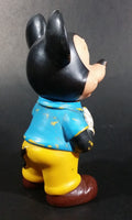 Vintage Walt Disney Productions 7" Mickey Mouse in Blue & Yellow Rubber Squeeze Toy Figure - Treasure Valley Antiques & Collectibles