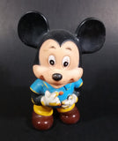 Vintage Walt Disney Productions 7" Mickey Mouse in Blue & Yellow Rubber Squeeze Toy Figure - Treasure Valley Antiques & Collectibles