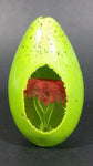 Vintage Green Egg Shaped Art Glass Paperweight w/ Red Flower Bouquet Inside - Treasure Valley Antiques & Collectibles