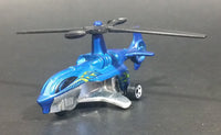 2013 Hot Wheels Stunt Circuit Sky Knife Satin Blue Die Cast Toy Helicopter - Treasure Valley Antiques & Collectibles