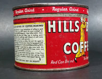 Vintage c. 1952 Hills Bros Coffee 1/2 Lb. Empty Red Round Tin Can with Lid - San Francisco - Treasure Valley Antiques & Collectibles