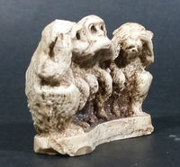 Antique Wise Monkeys Hear No Evil, Speak No Evil, See No Evil Small Bone Carving - Signed - Treasure Valley Antiques & Collectibles