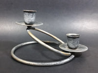 Vintage Round Metal Ringed Two Tiered Double Candle Holder - Treasure Valley Antiques & Collectibles