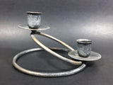 Vintage Round Metal Ringed Two Tiered Double Candle Holder - Treasure Valley Antiques & Collectibles