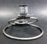 Vintage Round Metal Ringed Two Tiered Double Candle Holder - Treasure Valley Antiques & Collectibles