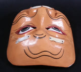 Vintage Wood Carved Face Mask with White Hair Eyebrows and Mustache (Some hair missing) - Treasure Valley Antiques & Collectibles