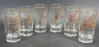 Set of 6 Vintage Libbey Canada Goose Geese Golden Rimmed 5" Drinking Tumbler Glasses - Treasure Valley Antiques & Collectibles