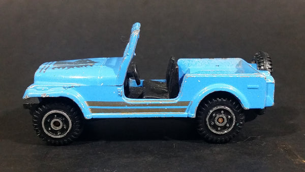 Vintage 1980s Yatming Jeep CJ7 Sky Blue w/ Silver Die Cast Toy Car Vehicle - Treasure Valley Antiques & Collectibles