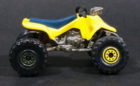 1988 Hot Wheels Suzuki Quadracer Yellow Die Cast ATV Toy Vehicle - Error Rear Wheels are Black Construction Tires - Treasure Valley Antiques & Collectibles