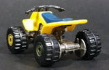 1988 Hot Wheels Suzuki Quadracer Yellow Die Cast ATV Toy Vehicle - Error Rear Wheels are Black Construction Tires - Treasure Valley Antiques & Collectibles