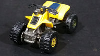 1988 Hot Wheels Suzuki Quadracer Yellow Die Cast ATV Toy Vehicle - Error Rear Wheels are Black Construction Tires - Treasure Valley Antiques & Collectibles