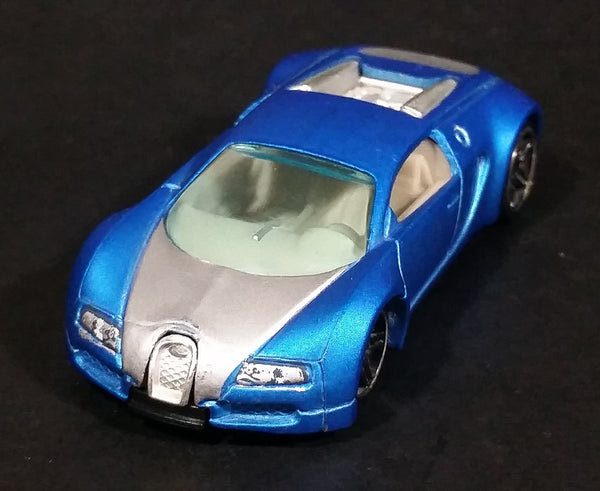 2010 Hot Wheels Hot Auction Bugatti Veyron Satin Blue Die Cast Toy Dream Super Car Vehicle - Treasure Valley Antiques & Collectibles