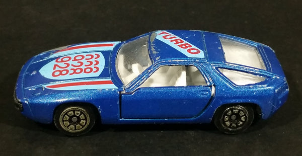 Vintage 1980s Porsche 928 Turbo Blue Die Cast Toy Race Car Vehicle w/ Opening Doors - Treasure Valley Antiques & Collectibles