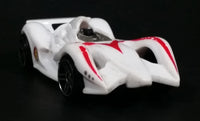 2008 Hot Wheels Mach 6 Speed Racer White Plastic Toy Race Car Vehicle - Treasure Valley Antiques & Collectibles