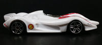 2008 Hot Wheels Mach 6 Speed Racer White Plastic Toy Race Car Vehicle - Treasure Valley Antiques & Collectibles