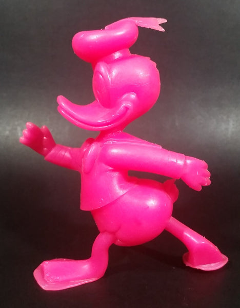 Vintage 1971 Louis Marx Walt Disney Donald Duck Cartoon Character Bright Hot Pink 6" Plastic Toy Figure - Treasure Valley Antiques & Collectibles