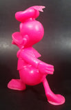 Vintage 1971 Louis Marx Walt Disney Donald Duck Cartoon Character Bright Hot Pink 6" Plastic Toy Figure - Treasure Valley Antiques & Collectibles