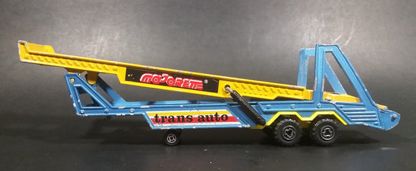 Rare Vintage Majorette Trans Auto Hauler Transporter Semi Trailer Blue Yellow Die Cast Toy Car Vehicle - Treasure Valley Antiques & Collectibles