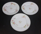 Vintage Set of 3 Limoges 6 1/2" White Pink Floral Porcelain Plates with Gold Rim - Treasure Valley Antiques & Collectibles