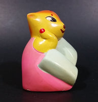 Vintage Cute Yellow Squirrel in a Pink Dress Holding an Open Book Ceramic Pencil Sharpener - Treasure Valley Antiques & Collectibles