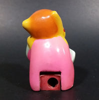 Vintage Cute Yellow Squirrel in a Pink Dress Holding an Open Book Ceramic Pencil Sharpener - Treasure Valley Antiques & Collectibles