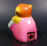 Vintage Cute Yellow Squirrel in a Pink Dress Holding an Open Book Ceramic Pencil Sharpener - Treasure Valley Antiques & Collectibles