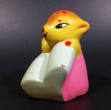 Vintage Cute Yellow Squirrel in a Pink Dress Holding an Open Book Ceramic Pencil Sharpener - Treasure Valley Antiques & Collectibles