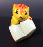 Vintage Cute Yellow Squirrel in a Pink Dress Holding an Open Book Ceramic Pencil Sharpener - Treasure Valley Antiques & Collectibles