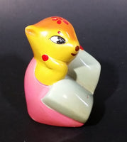 Vintage Cute Yellow Squirrel in a Pink Dress Holding an Open Book Ceramic Pencil Sharpener - Treasure Valley Antiques & Collectibles