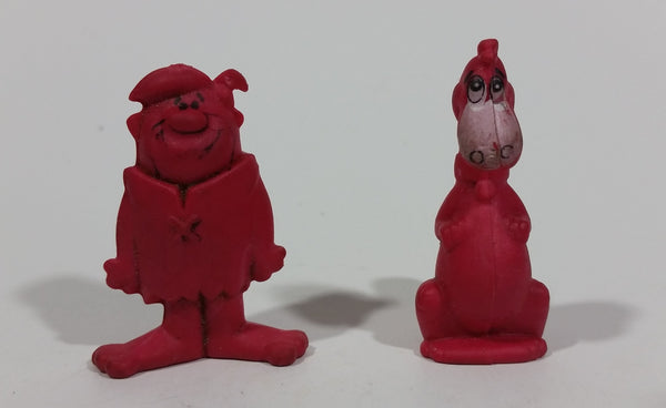 1987 Fruity Pebbles Cereal Hanna-Barbera The Flintstones Pink Barney and Dino 2" Erasers - Treasure Valley Antiques & Collectibles