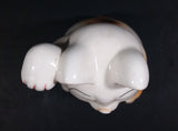 Vintage Chinese Good Luck Cat Kitty Waving Ceramic Figurine White with Gold Vest and Sign - Treasure Valley Antiques & Collectibles