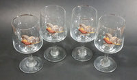 Set of 4 Vintage Libbey Pheasant Hunting Game Bird Rimmed 5" Wine Glasses - Treasure Valley Antiques & Collectibles