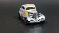 2006 Hot Wheels '34 Ford 3-Window Grey with Flames Die Cast Toy Car Hot Rod Vehicle - Treasure Valley Antiques & Collectibles